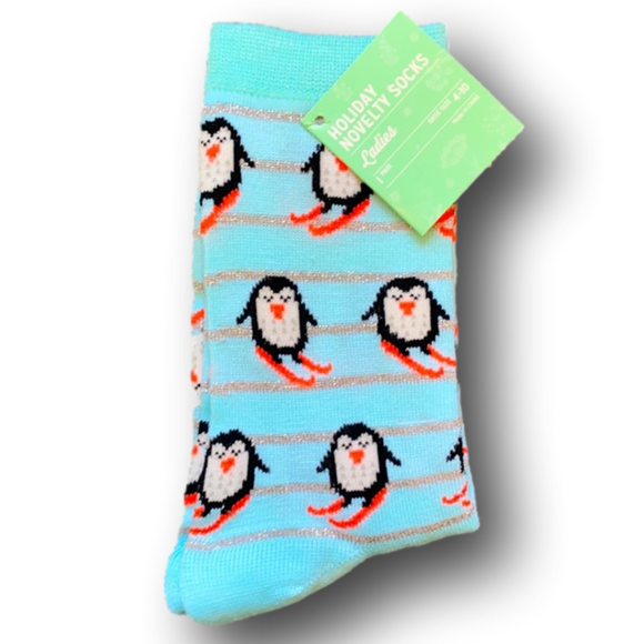 Kmart Accessories - 3/$15 Skiing Penguins Christmas Holiday Funny Socks - Brand New